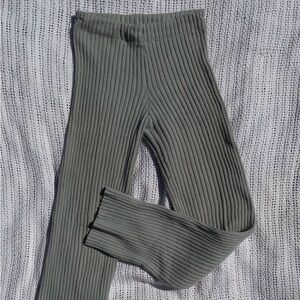 Ribbed Knit Pants in Sage Green